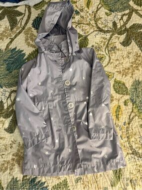 Pink Platinum Lavender Star Hooded Raincoat for Kids
